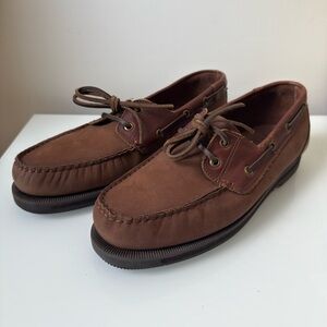 Alpine Design Cutter Men’s Leather Boat Shoes Size 9.5 Brown Moc Toe - Like New